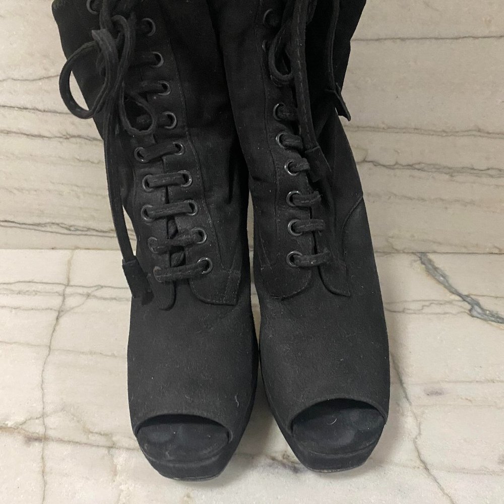 Miu Miu Suede Peep Toe Booties